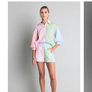 NWOT English Factory Seersucker Striped Shorts size 0